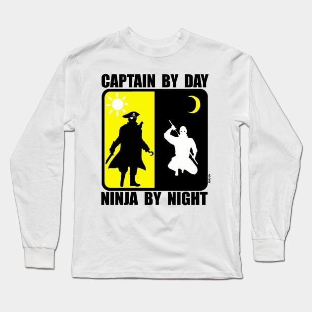 Captain by Day, Ninja by Night Long Sleeve T-Shirt by NewSignCreation